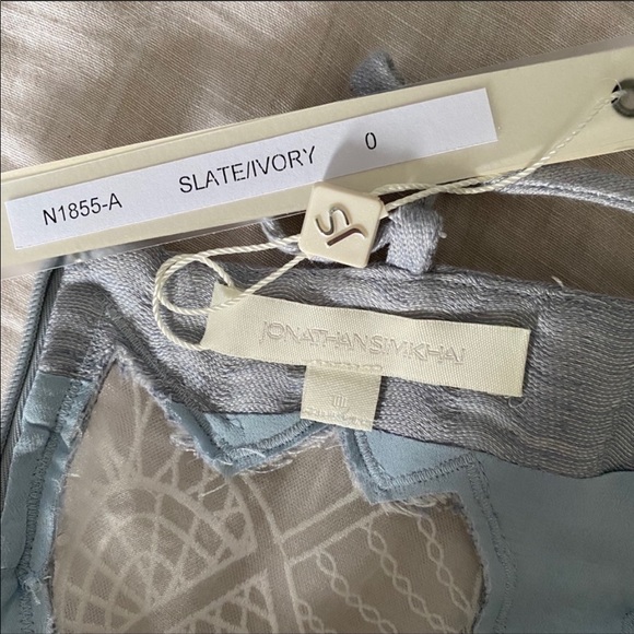 🦋 Jonathan Simkhai Pleated Linen Lattice Romper NWT - Picture 9 of 16